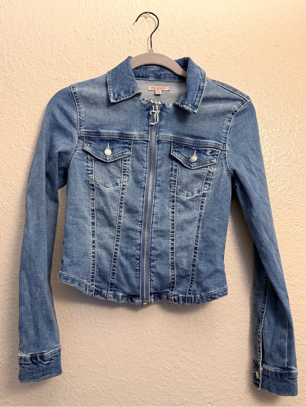 Juicy Couture Light Wash Denim Zip-Front Jean Jacket